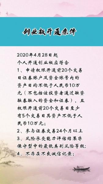 没10万怎么开创业板/不够10万怎么开通创业板-第7张图片 没10万怎么开创业板/不够10万怎么开通创业板-第7张图片